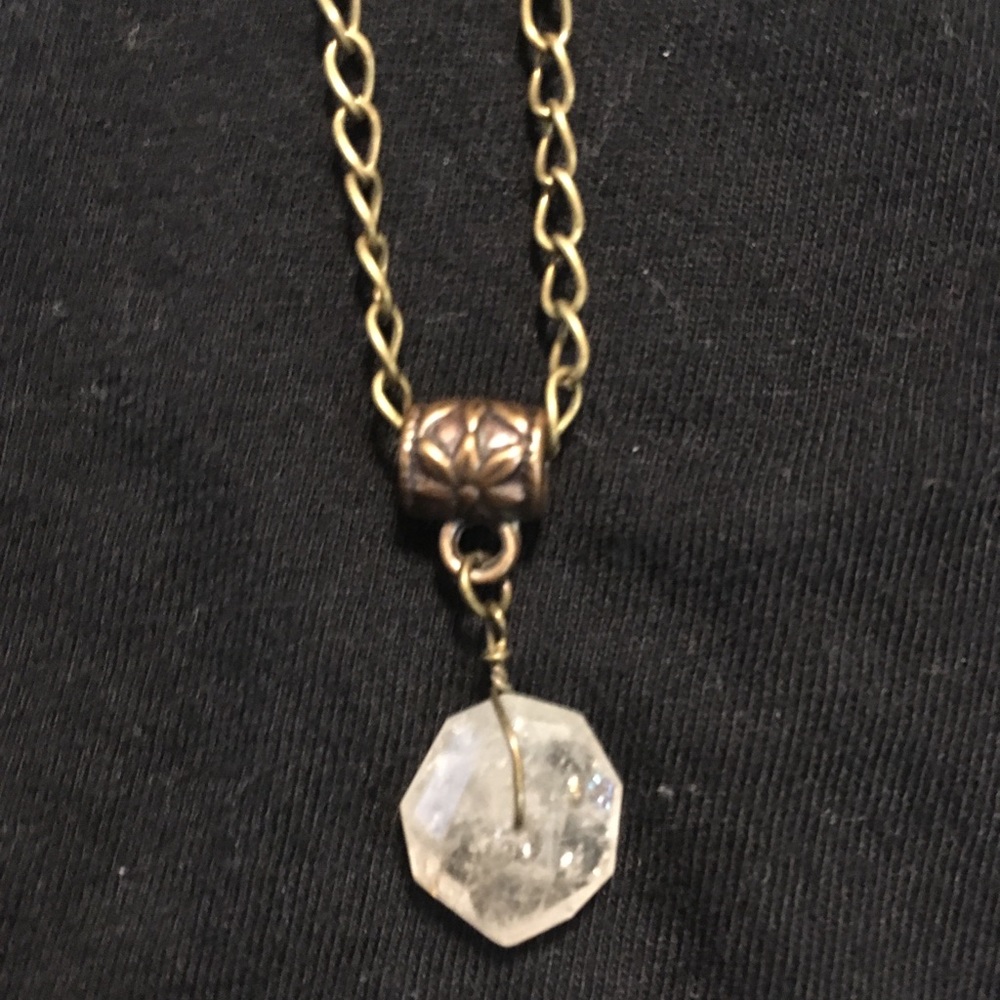 Rutilated Quartz on 20” antique brass chain